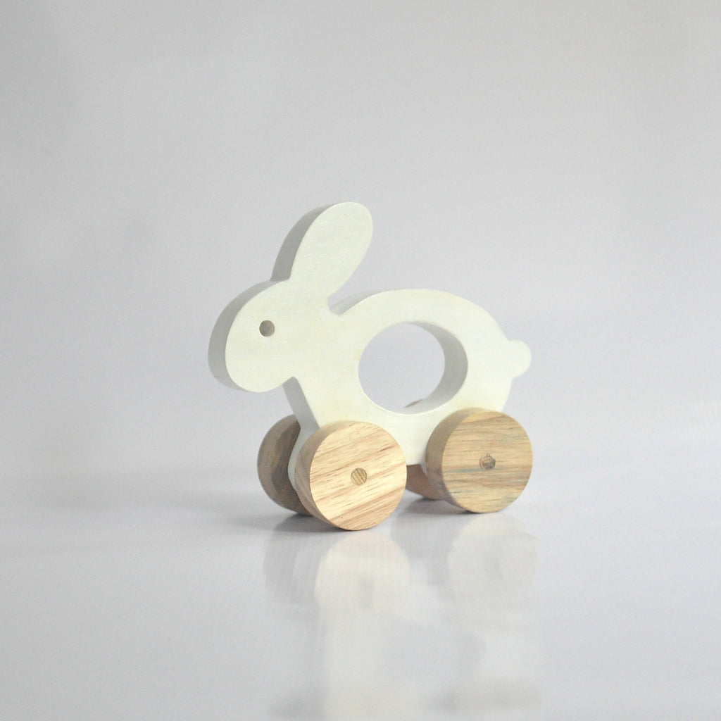 Wooden bunny push toy