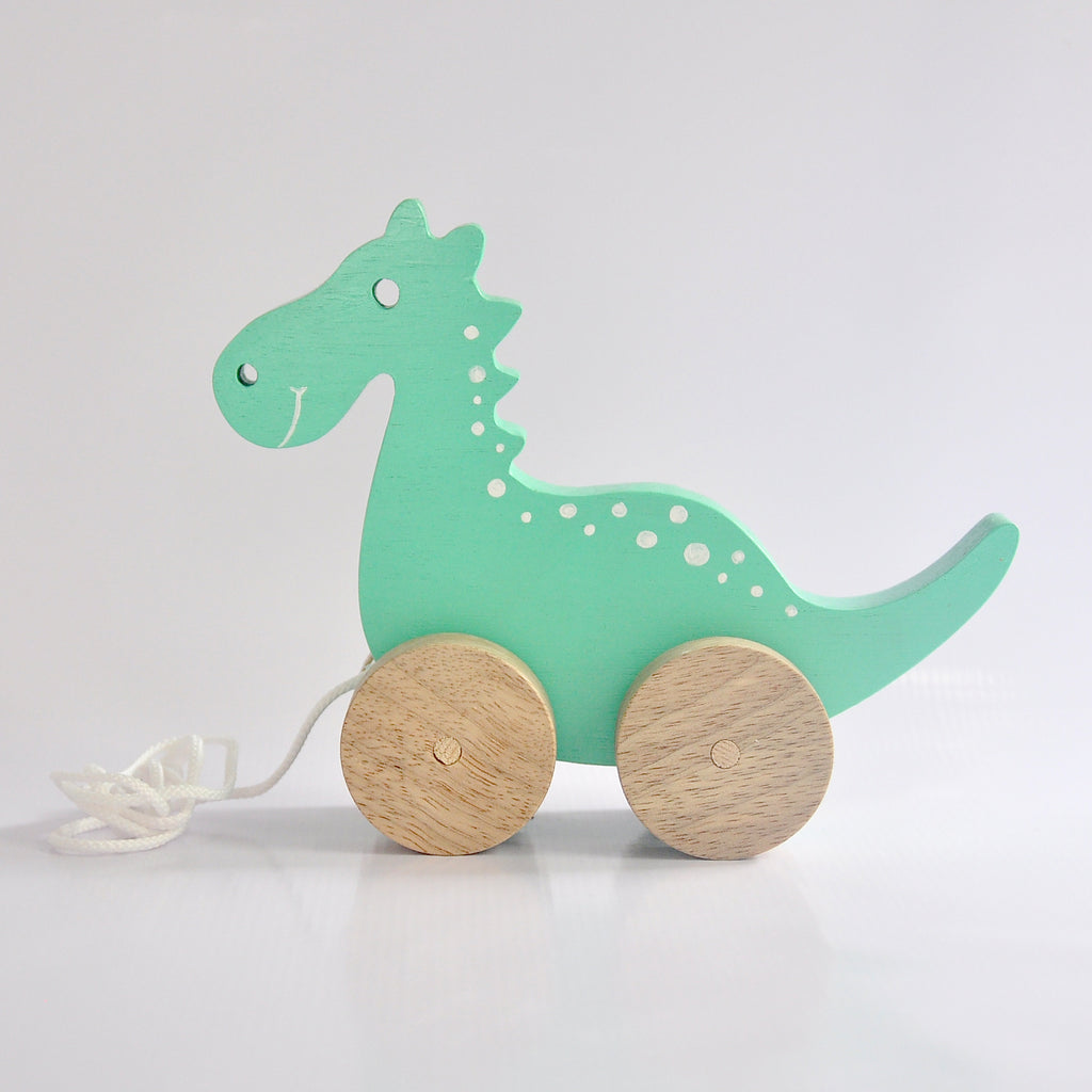 Dino Wooden Pull Toy - Pastel