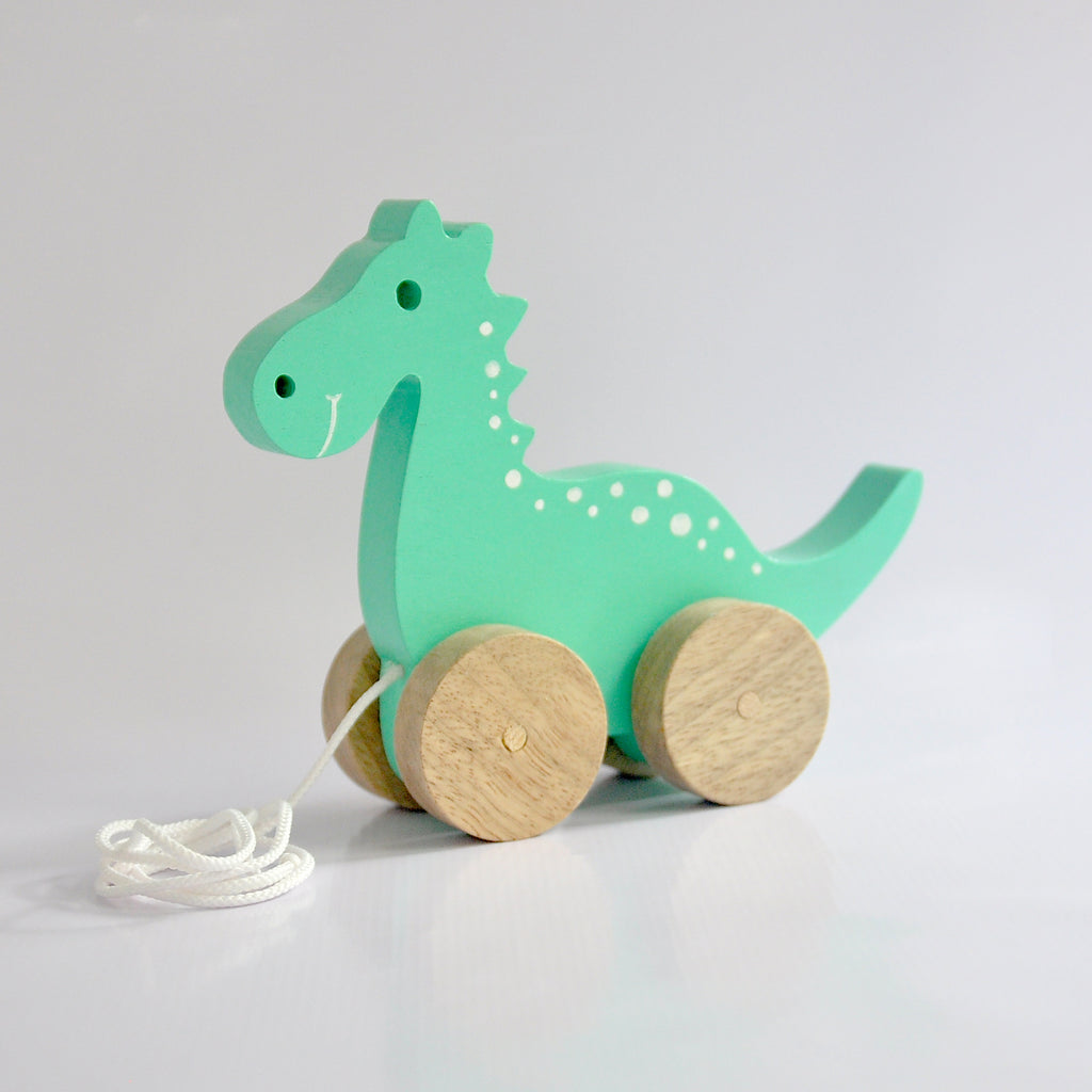 Dino Wooden Pull Toy - Pastel