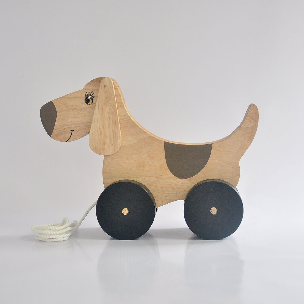 Dog Wooden Pull Toy Natural Oleeto Toys