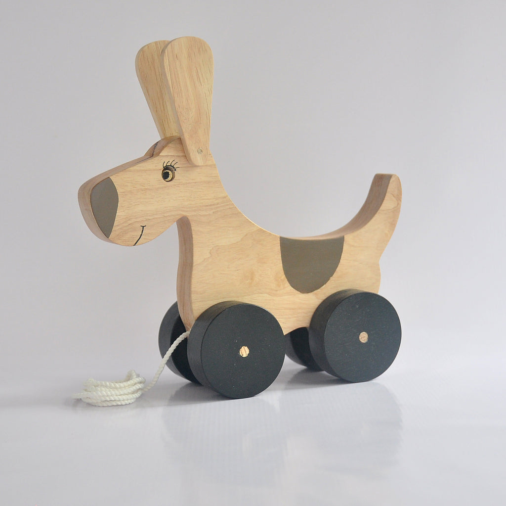 Dog Wooden Pull Toy - Natural