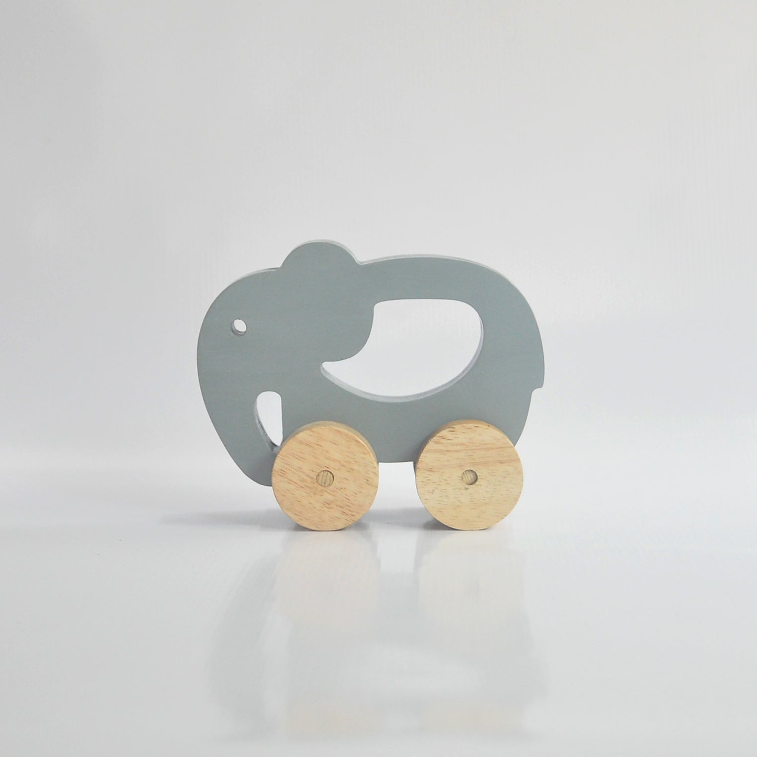 Wooden Elephant Push Toy Pastel