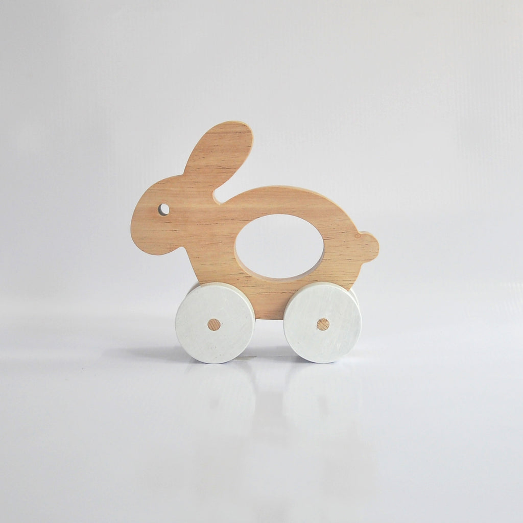 wooden bunny push toy