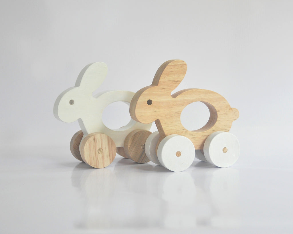 Wooden bunny push toy