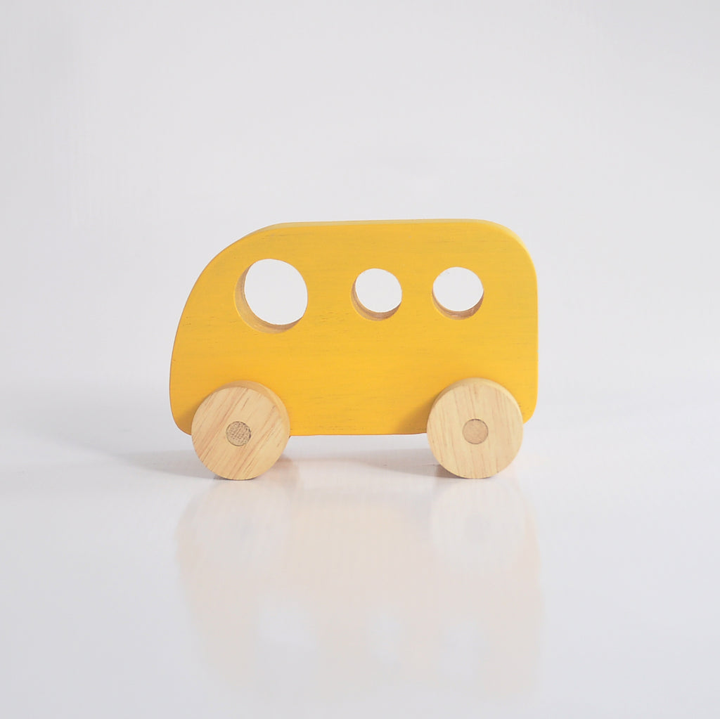 Wooden toy Van - Yellow