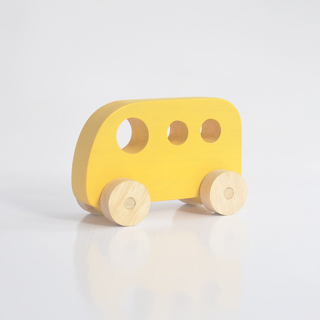 Wooden toy Van - Yellow